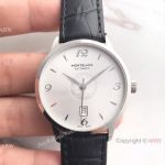 Montblanc Meisterstuck Watch Stainless Steel White Face Black Leather Strap-Best  Montblanc Replica Watches